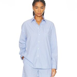 SPORTY & RICH X HOTEL EDEN ROC Oversized Shirt - S /Blue/White Stripe